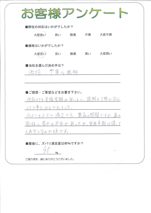 工事の感想を聞かせてください。