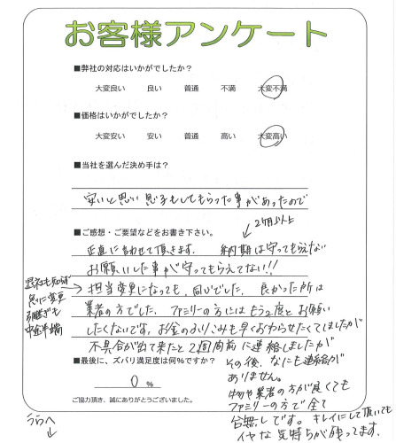 工事の感想を聞かせてください。