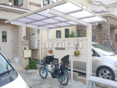 フル木製調自転車バイク屋根 アートポート テラス屋根 ナチュレ1階