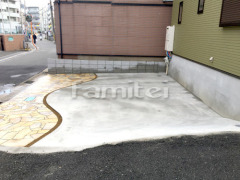 駐車場ガレージ床 土間コンクリート 床石貼り