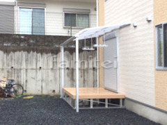 雨除け屋根 LIXILピーネ1階 人工木ウッドデッキ YKKリウッドデッキ
