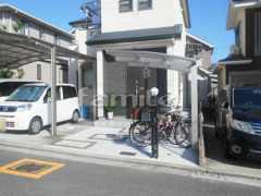 雨除け屋根 自転車バイク屋根 植栽撤去