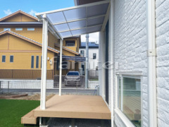 雨除け屋根 LIXILスピーネ人工木材ウッドデッキ 樹ら楽ステージ 人工芝