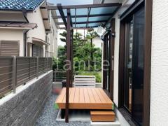 1階テラス屋根 (雨除け) YKKAP フル木製調 サザンテラス パーゴラタイプ フラット屋根 スタンダード 壁付