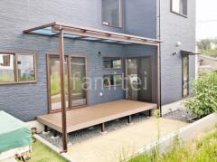 1階テラス屋根 (雨除け) YKKAP フル木製調 サザンテラス フレームタイプ フラット屋根 スタンダード 壁付