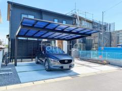 カーポート2台(ワイド) ツイン YKKAP エフルージュ FIRST EX フラット屋根 後ろ柱