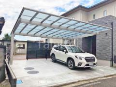 カーポート2台(ワイド) ツイン YKKAP エフルージュ FIRST EX フラット屋根 後ろ柱